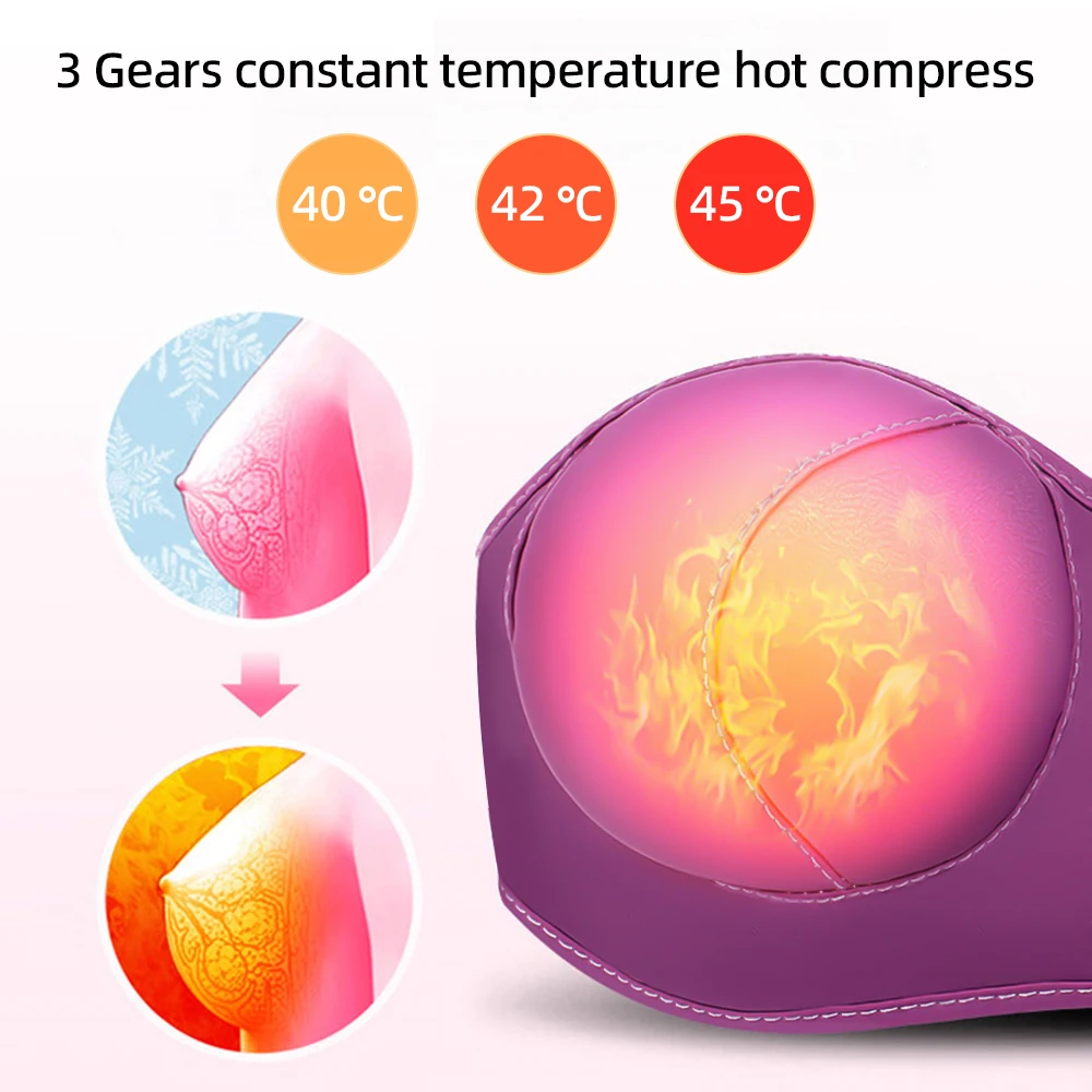 ﻿  Breast Massager,Electric Breast Heating Chest Enlargement Enhancer Bra Breast Machine with Heating 5 Modes 3 Levels Adjustm