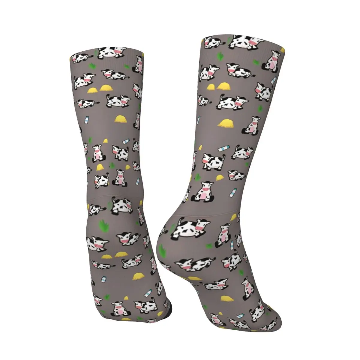 Men's Socks Milk Cow Pattern Stockings Autumn Funny Soft Breathable Socks Design Cycling Non-Slip Socks