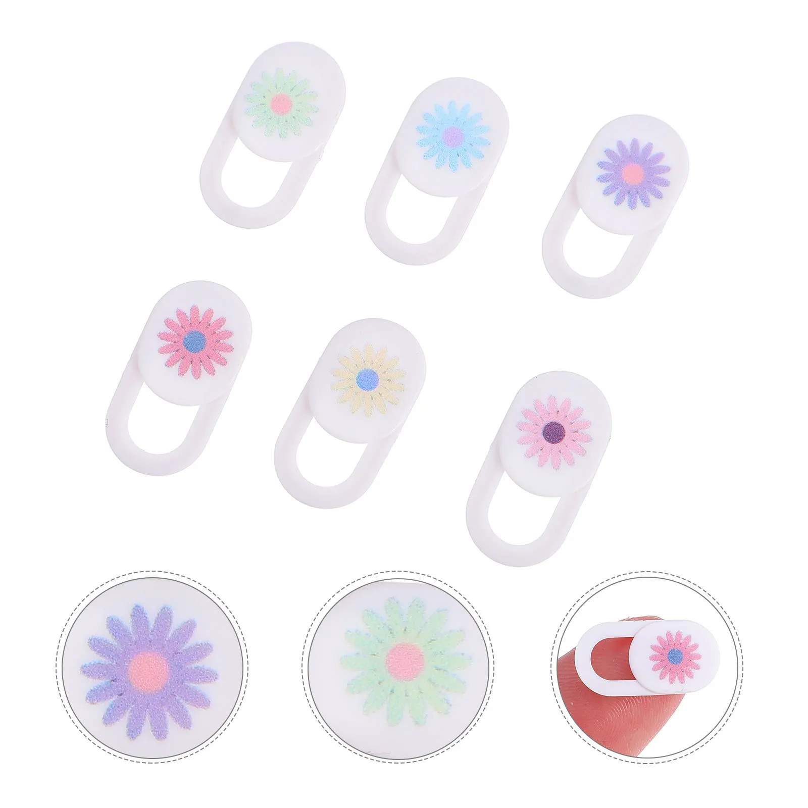 

6Pcs Cover Privacy Protector Stylish Flower Design Adhesive Slide for Phone Computer Tablet Use