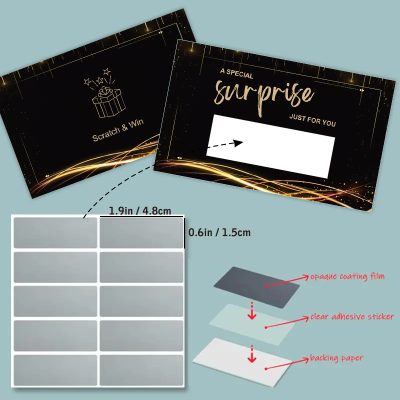 20/30 Sets of Black Scratch Cards and Stickers - Gift Cards, Surprise Cards, Wedding Anniversaries, Greeting Cards, Creative DIY - view 3