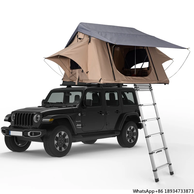 280G T/C grid canvas PU coating car tents camping outdoor roof tent top soft shell roof top tent 3 person