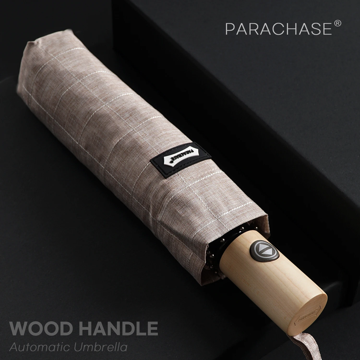 Parachase New Automatic Wood Umbrella Rain Women Plaid Japanese Style Big Folding Umbrellas Windproof 8 Ribs Men Umbrella Brand