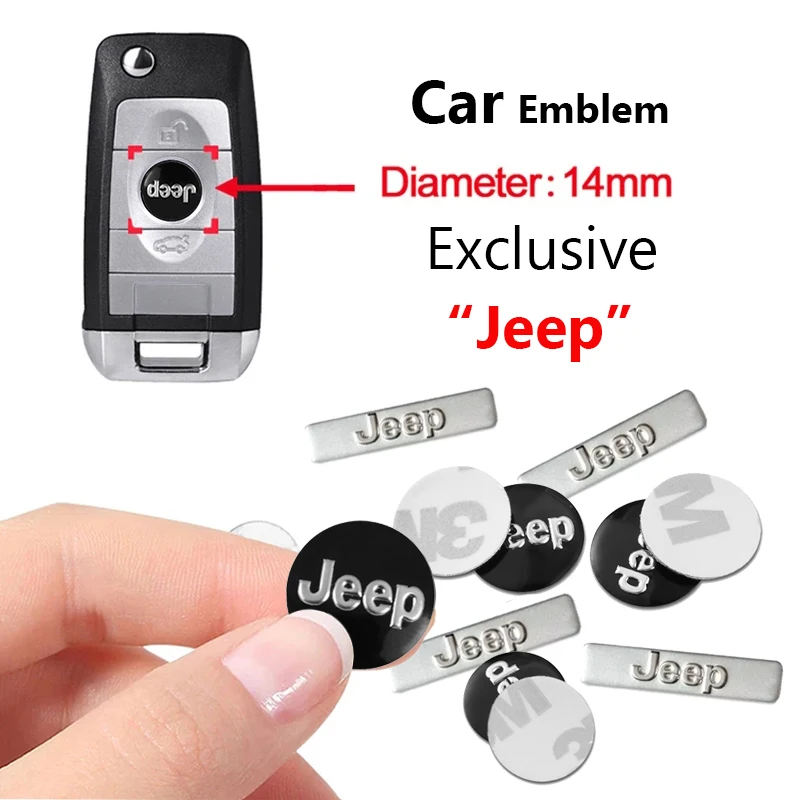 5/10Pcs Car Remote Key Logo Metal Emblem Stickers For Jeep Grand Cherokee Wrangler JK Gladiator Compass Renegade Patriot Liberty