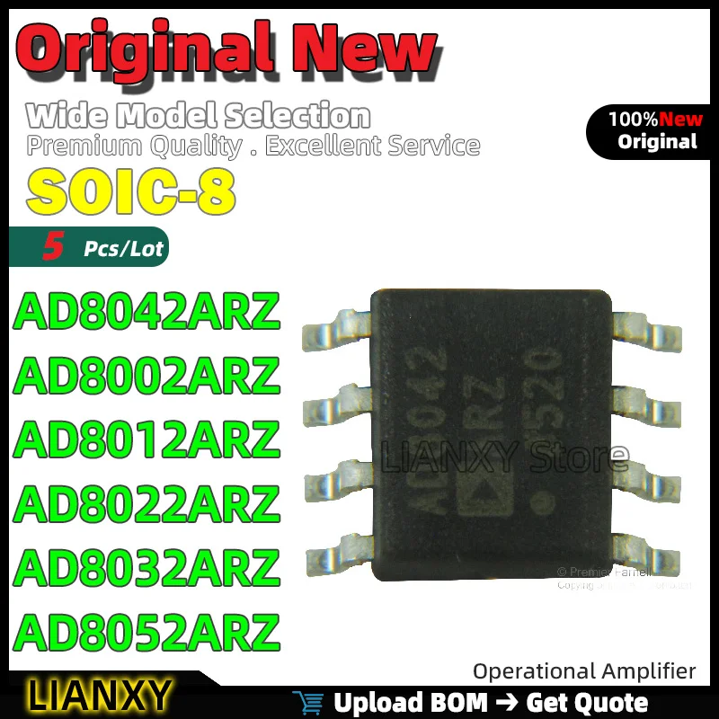 

5pcs SOIC-8 AD8042ARZ AD8002ARZ AD8012ARZ AD8022ARZ AD8032ARZ AD8052ARZ Operational Amplifier New Original