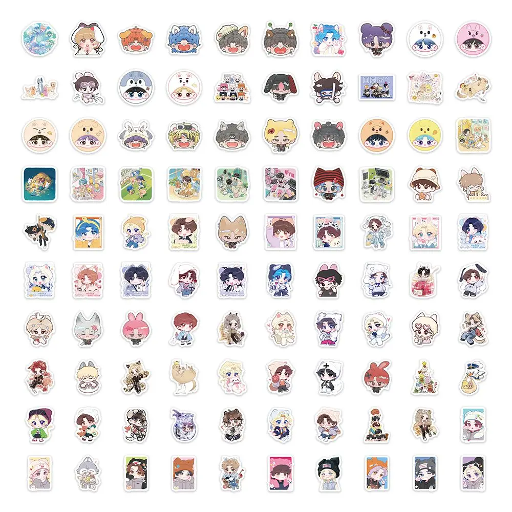 100 adesivi in plastica per animali skzoo versione Q, adesivi impermeabili con stelle come Fang Can, Huang Xuanchen e Xu Zhangbin