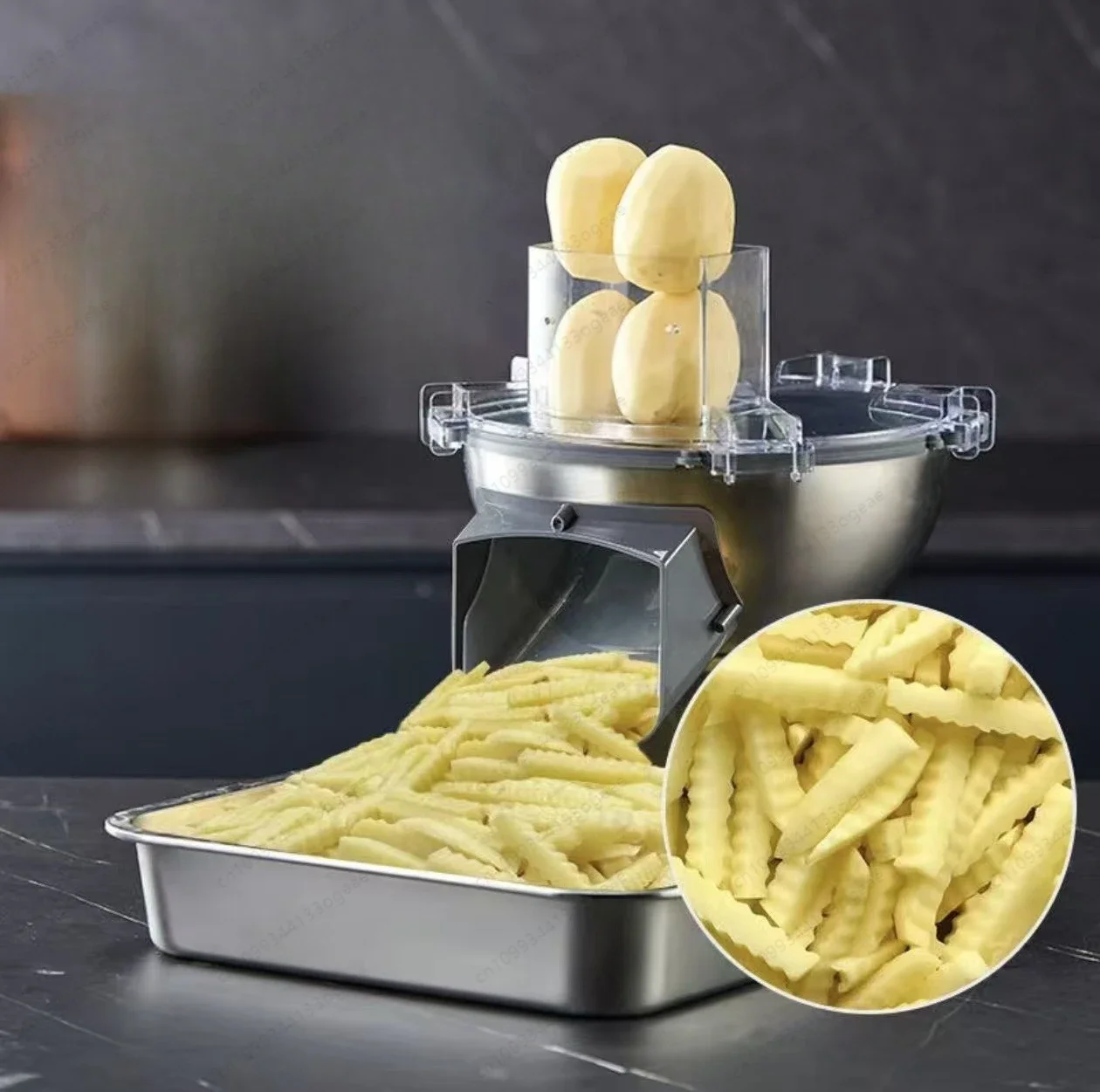 Commercial Electric Wave Knife Wolf Fang Straight Strips Potatoes Fruit and Vegetable Slicers Cut French Fries