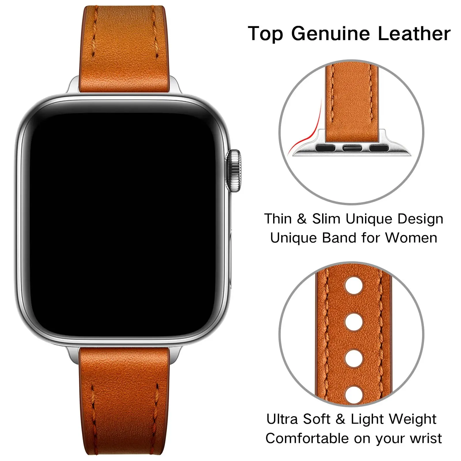 New Slim Leather Strap for Apple Watch Band Ultra 44mm 40 45 41 42 46 38 49mm Stylish Bracelet IWatch 12 11 10 9 8 7 6 Se 5 4
