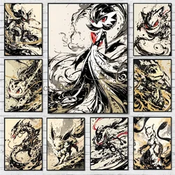 Anime Figures Pokemon Ink Painting Canvas Painting Pikachu Posters and Prints Wall Art Picture for Living Room Children Gift
