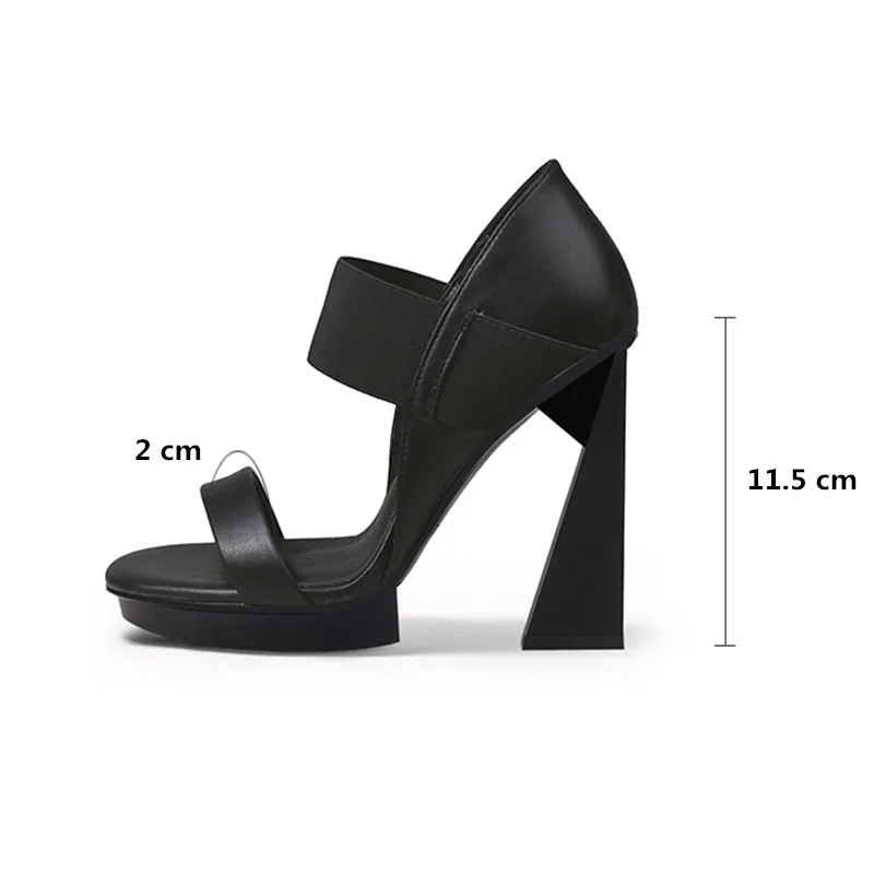 Apricot Mixed Black Women Platform Sandals Chic Elastic Band Super High Heels Summer Shoes Formal Dress Lady Sandalias Femininos