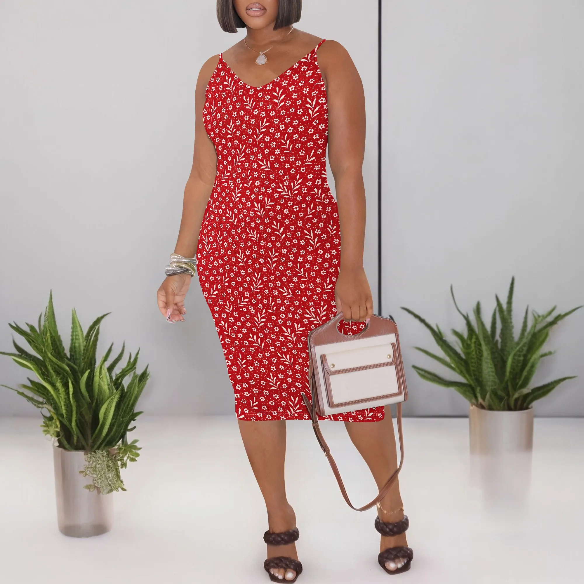 ผู้หญิง Polka Dots Tie ด้านหน้า Ruched Cami Dress Hollow Out มินิเดรสผอม