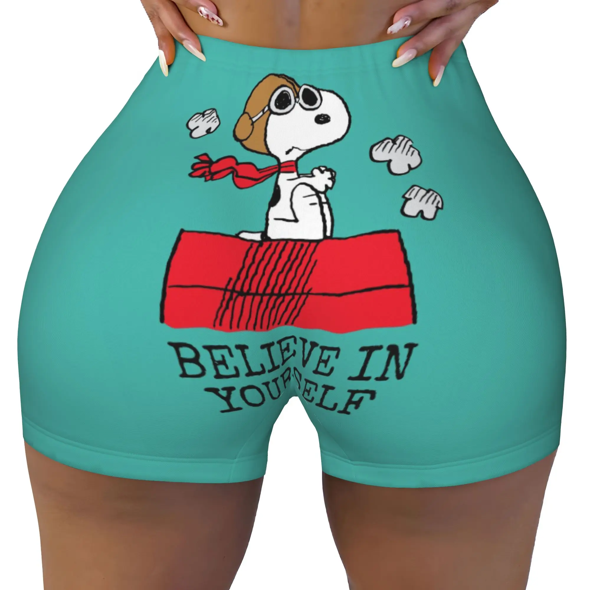 Custom S-snoopies Anime Running Volleyball Gym Shorts for Women Dog Manga Athletic Workout Yoga Shorts
