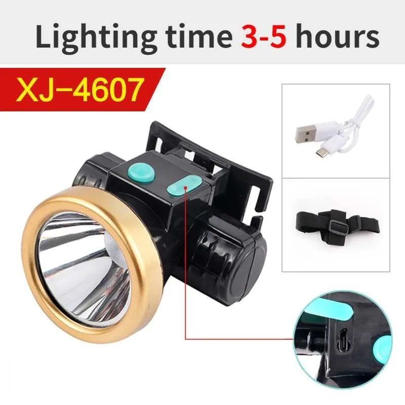 LED Headlight Long Battery Life Strong Light Super Bright Outdoor Head-mounted Household Mini Flashlight Riding Headlights