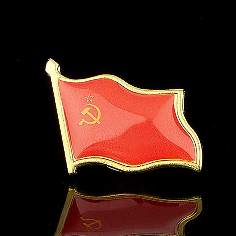 Union of Soviet Socialist Republic ZSRR National Color Flag Lapel Pin Solid Metal Country Badge Brooch Hat Cap Tie Safety Pins