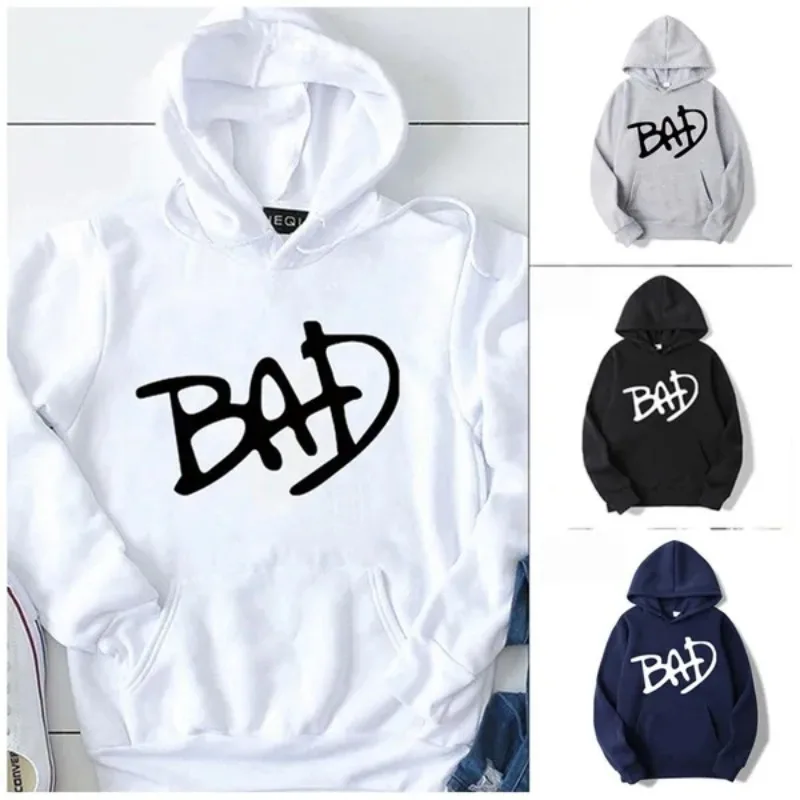 Hot Autumn Usa Singger Michael Jackson Printed BAD Hoodies Michael Jackson Hedging Hooded Long Sleeve Fleece Sweatshirts Tops