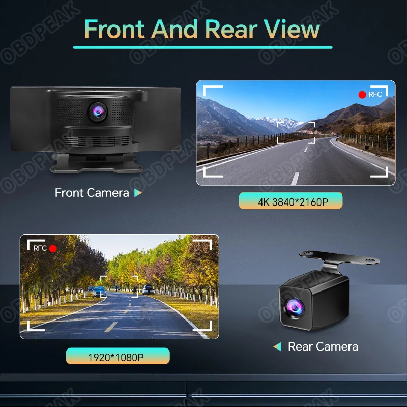 K2 Dash Cam 4K 2160P Car Mirror Video Recording Carplay & Android Auto Wireless Connection 5G WiFi GPS Navigation Dashboard DVRs