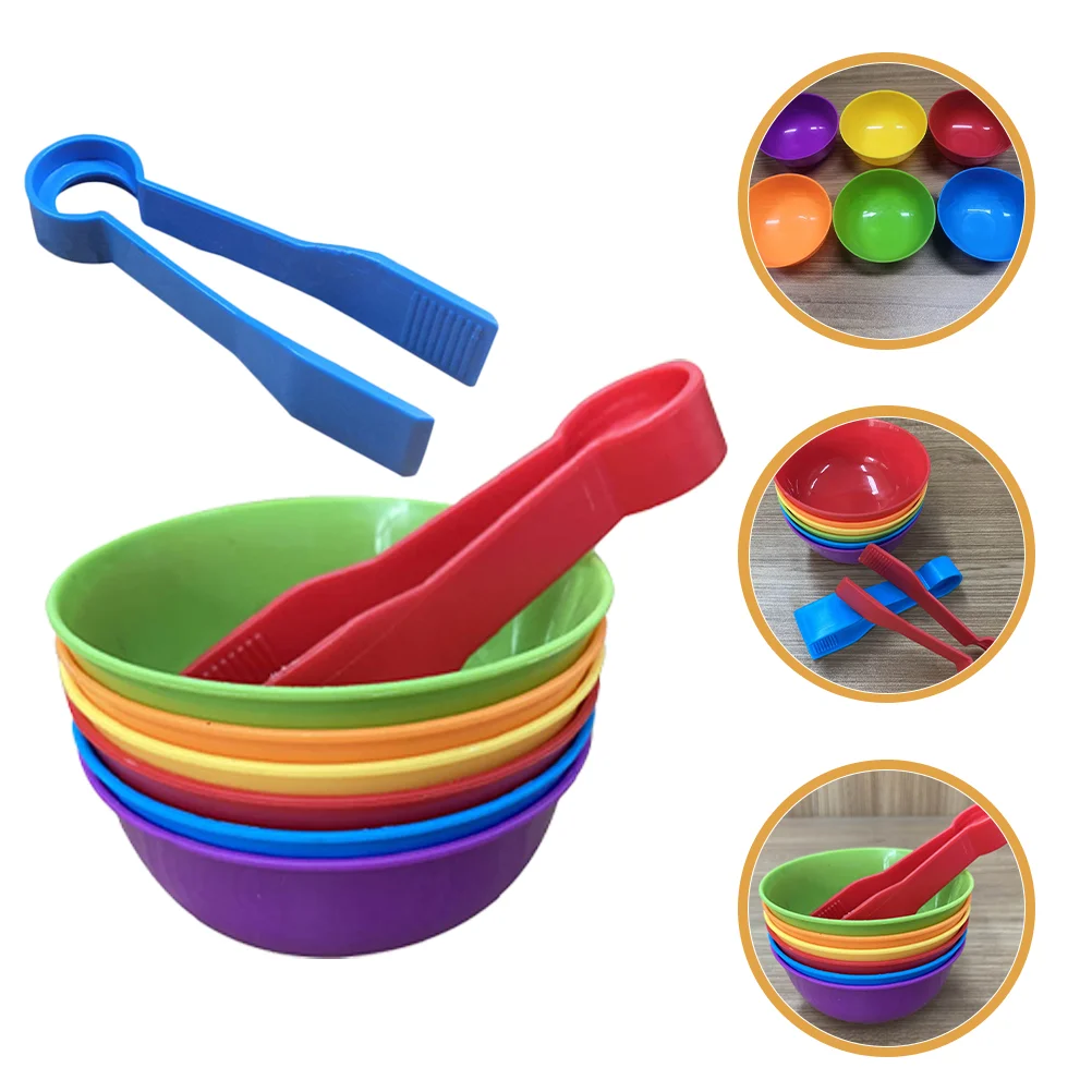 2 Sets Classification Cups Tweezers Sorting Toys Math Learning Color Counting Puzzle Sensory Plastic Sorter Game Bowls Child