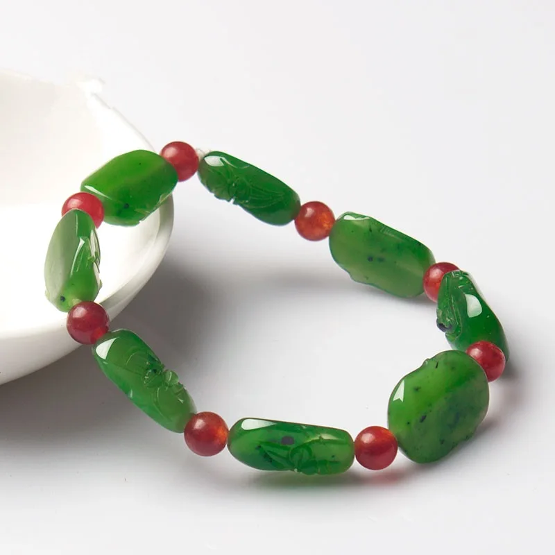 

Hetian Браслет Шпинат Зеленый Женский Luo Han Tou Jasper