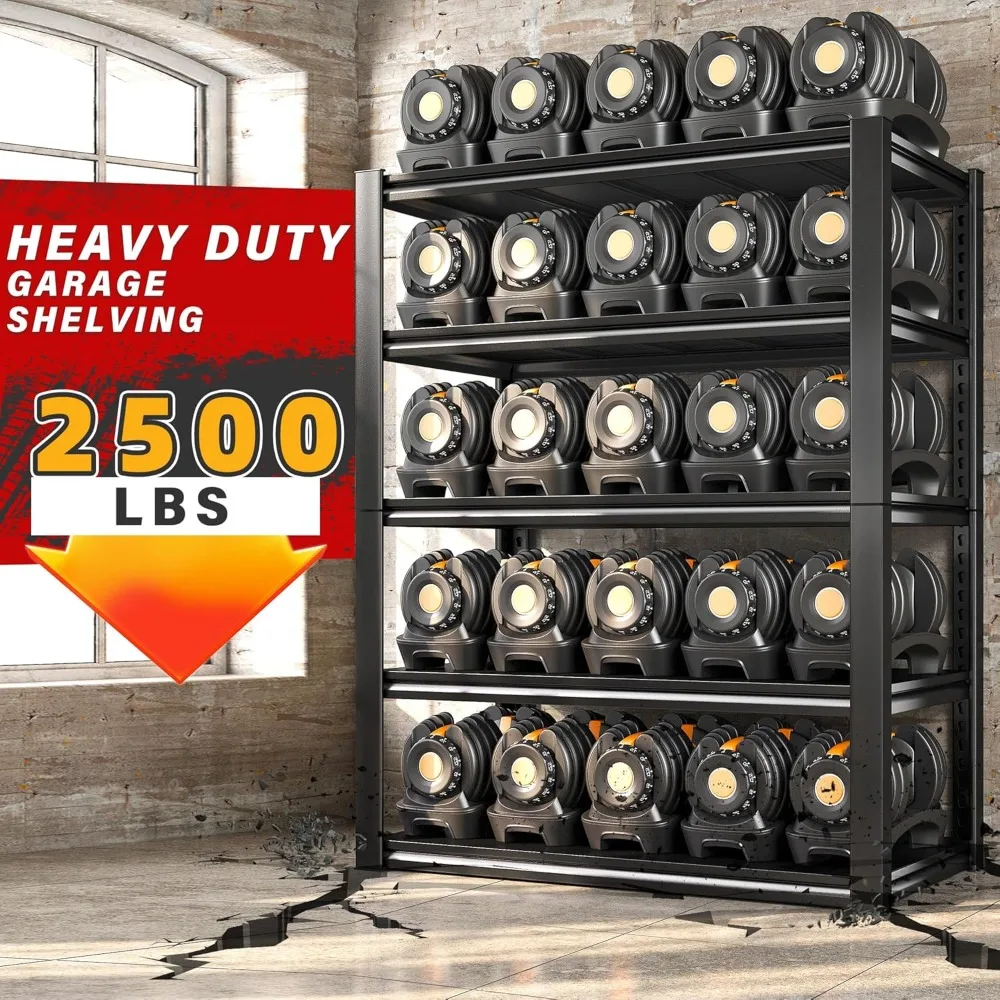 رفوف جراج 40 بوصة، أرفف تخزين شديدة التحمل تحميل 2500 رطل، رفوف معدنية قابلة للتعديل من 5 طبقات، أرفف جراج للمستودعات #4