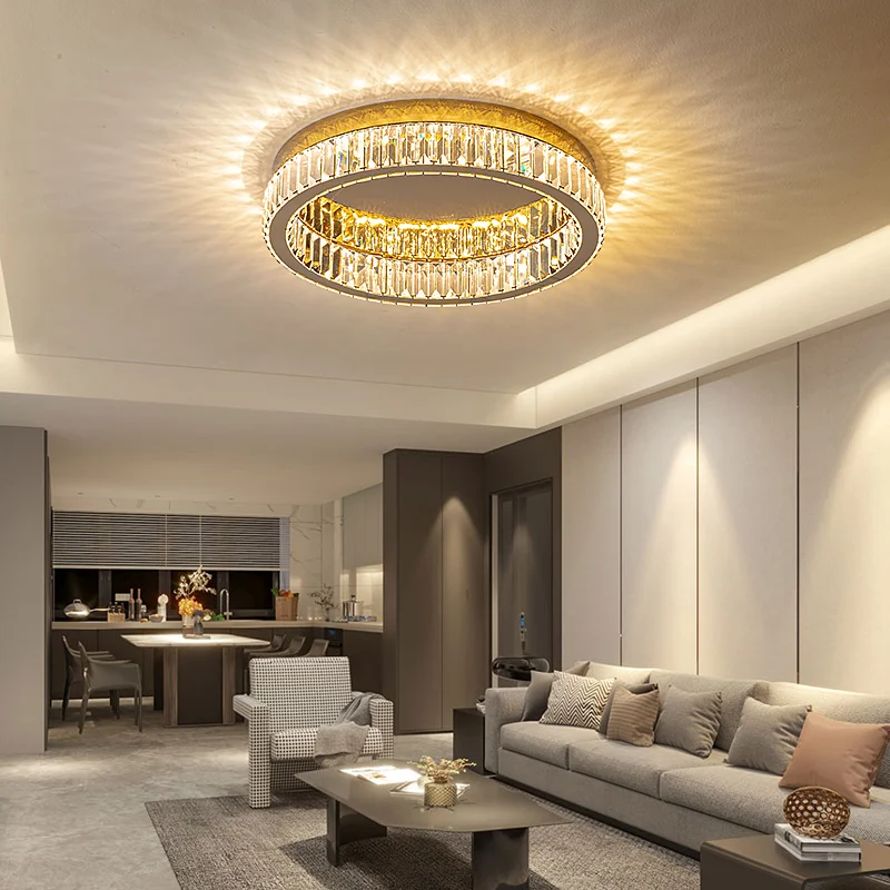 Crystal Ceiling Lamp LED Luxury Crystal Interior Lamp Living Room Dining Room Bedroom Ceiling Light Crystal Gold Ceiling Fixture