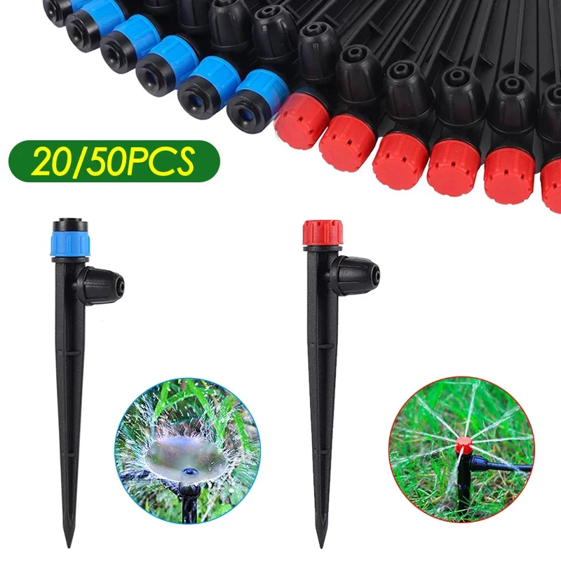 20/50PCS 360° Scattering Sprinkler Flow Adjustable Ground Plug Sprinkler Irrigation Nozzle Locked Drip Sprinkler for 1/4