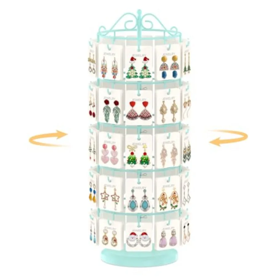 

Earring Holder Organizer Rotating Display Tree Stand Adjustable Height Earring Card Hanger Rack with 50 Hooks for Vendors Marke