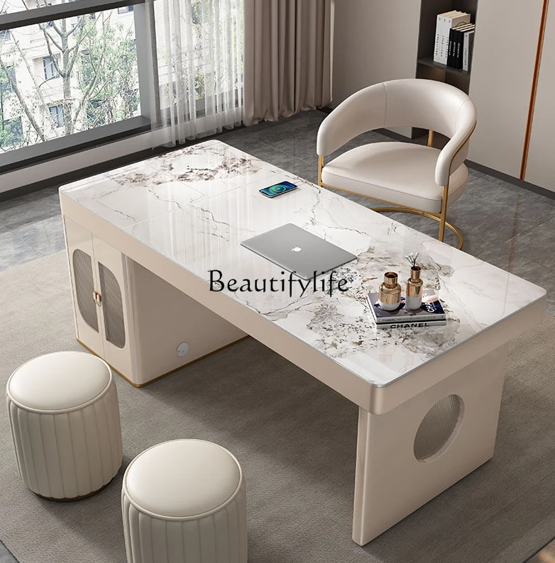 Light Luxury Lifting Tea Table Desk Double-Use Modern Minimalist Tea Platform Bubble Tea Table Chair Combination