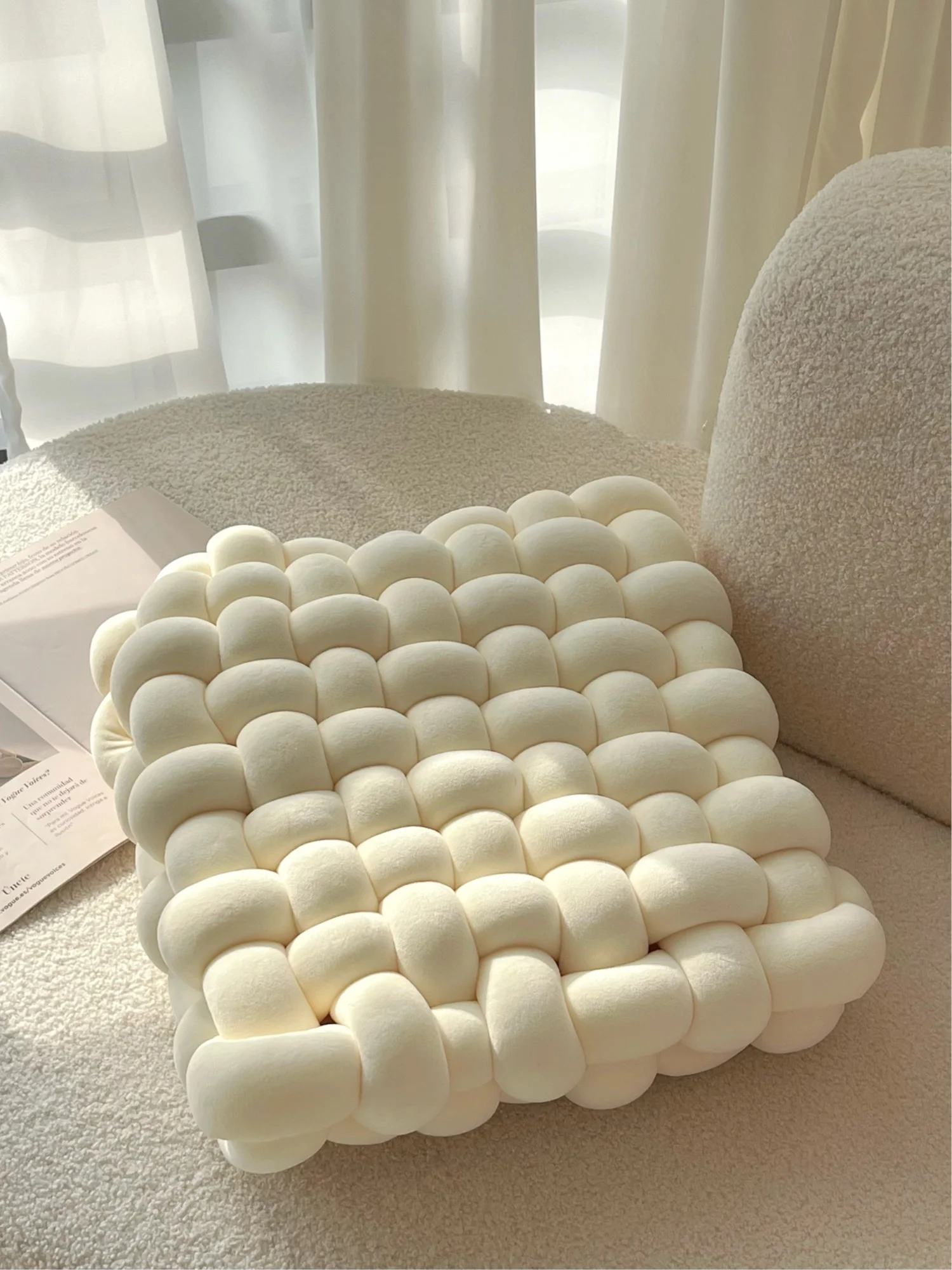 

Texdream Modern Handwoven Thickened Square Living Room Pillow Cushion Window Pad Simple Style Cotton PP Cotton Core