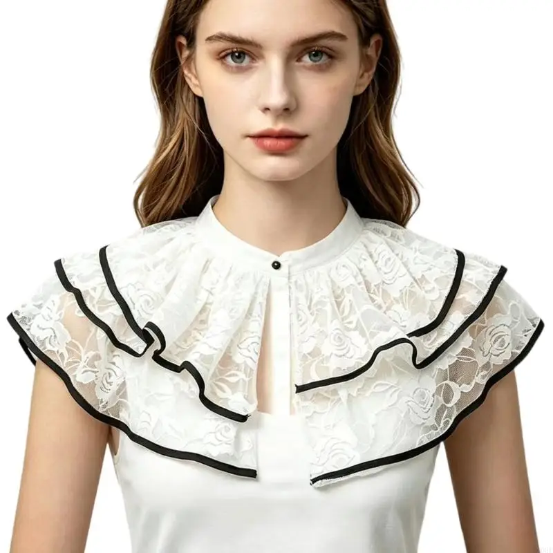 Lace Shoulder Overlay Shawl for Costume Wear and Themed Portrait Looks Y08E