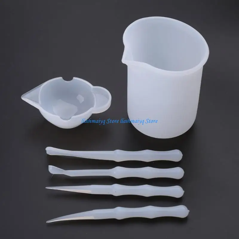 573B 4 pcs UV Resin Mixing Silicone Cup Mini Silicone Mixing Dish and Stirrers Epoxy Resin DIY Casting Jewelry Craft Tools