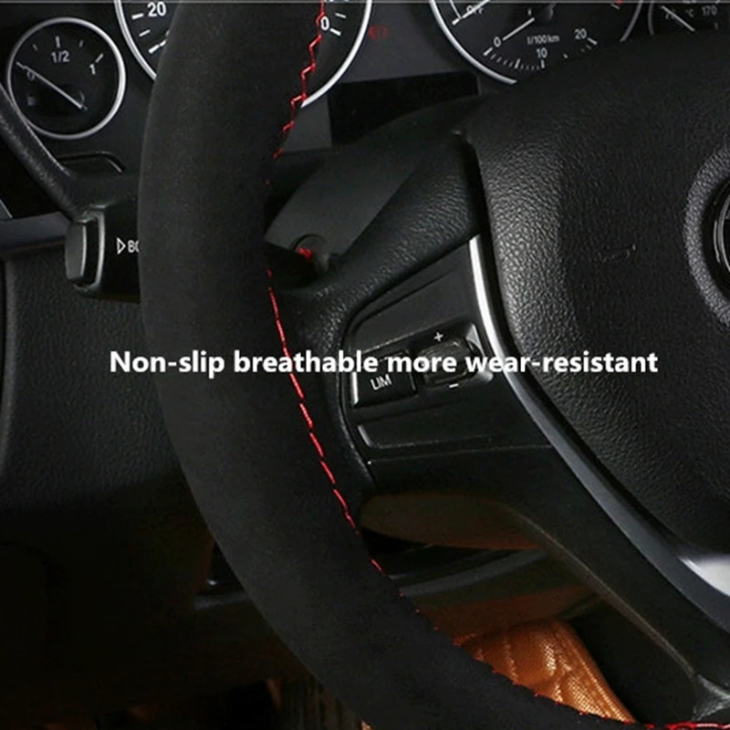Anti-wear Auto Steering Wheel Cover DIY Suede Steering Wheel Car Anti-slip Breathable Soft Steering Covers 36cm 38cm 40cm