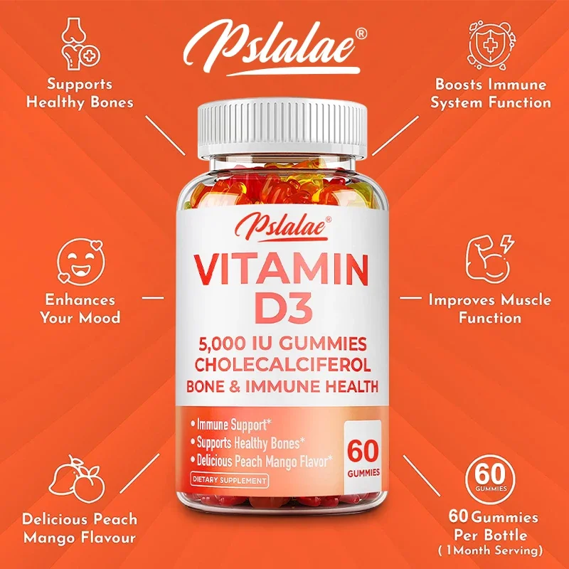 

Витамин D3 5000IU жевательные конфеты — добавка для увеличения мозга, сердца, суставов, костей и кожи, антиоксиданта, повышения иммунитета