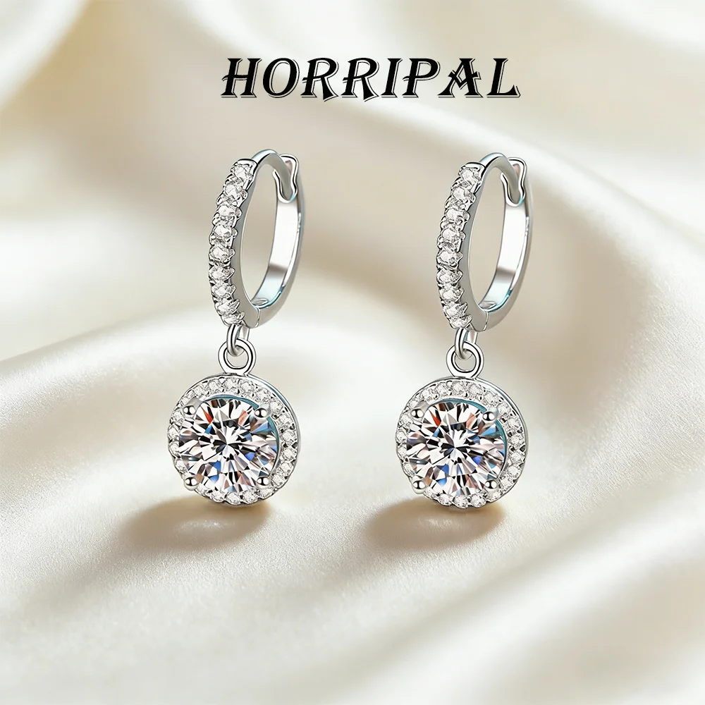 

Серьги-кольца HORRIPAL D VVS1 1CT с круглыми/грушевидными муассанитами для женщин, серебро 925 пробы, сертифицировано GRA, хит продаж, модные украшения для вечеринок