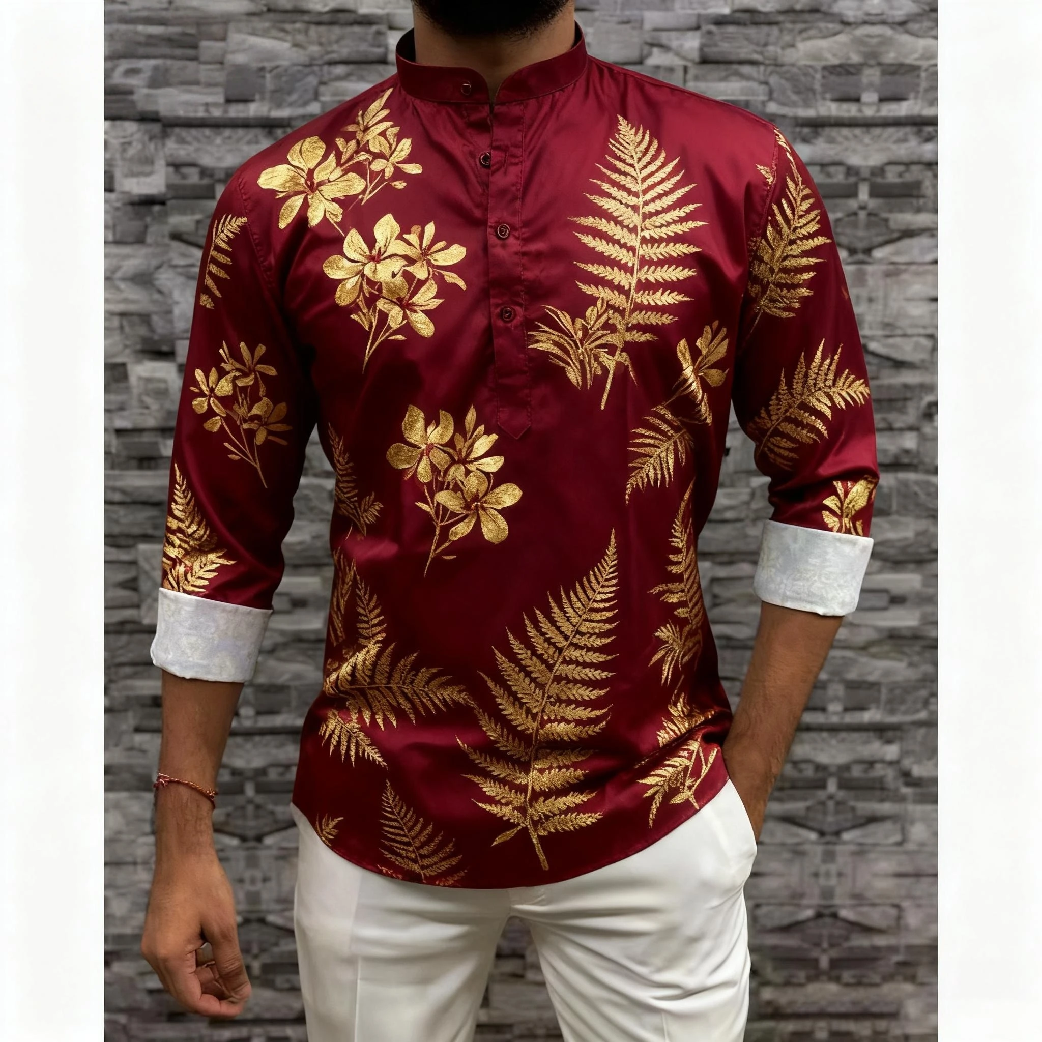 Abaya Thobe árabe de manga larga para hombre, caftán musulmán Henley, vestido liso con bandas, camisas, camiseta árabe musulmana para hombre