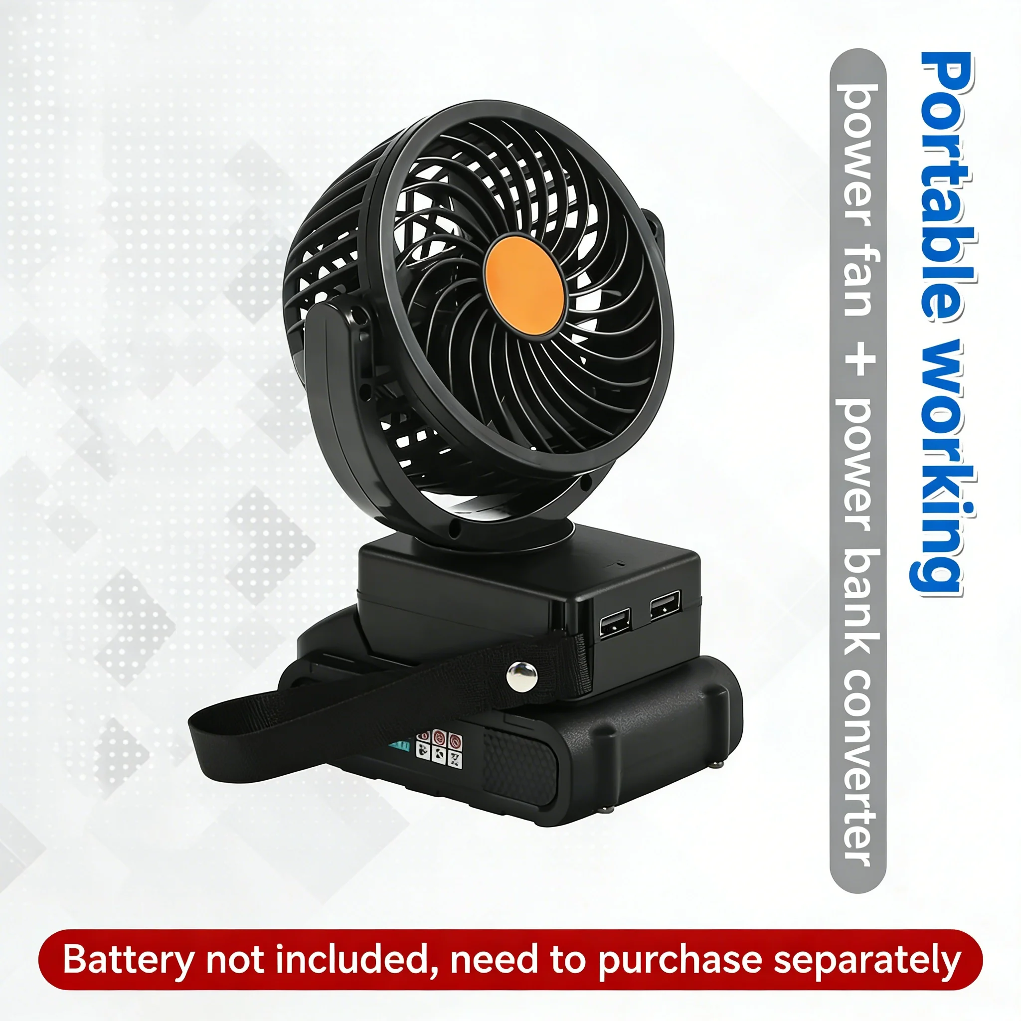 

Electric Motor Fan 360° Adjustable Power Tool Accessories For Makita 18V Battery Dual USB Mobile Phone Charger Power Bank BL1830
