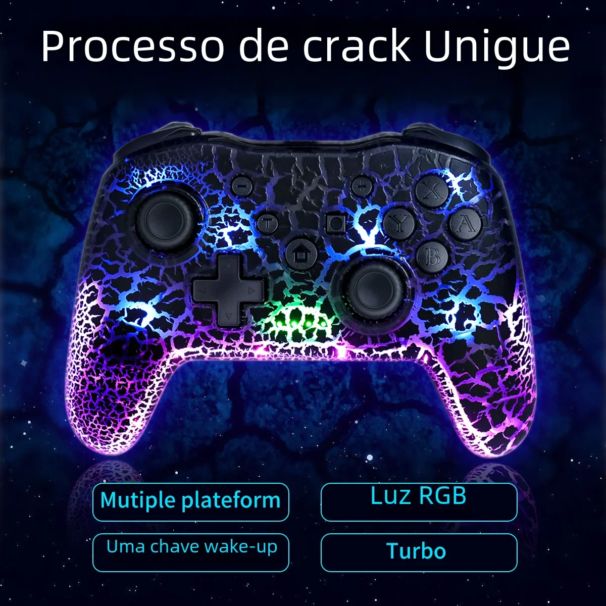 GAMINJA RGB Wireless Gamepad CRACK PROCESS Para Nintendo Switch TV Box PS3 Joystick Controlador Giroscópio de seis eixos Vibração dupla