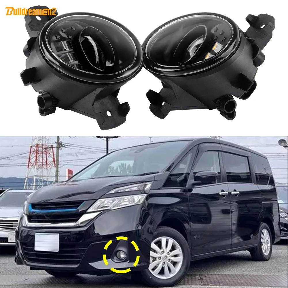 2 Pieces Car H11 LED Lens Fog Light DRL Assembly 30W For Suzuki Landy Nissan Serena C27 (Pre-Facelift) 2016 2017 2018 2019