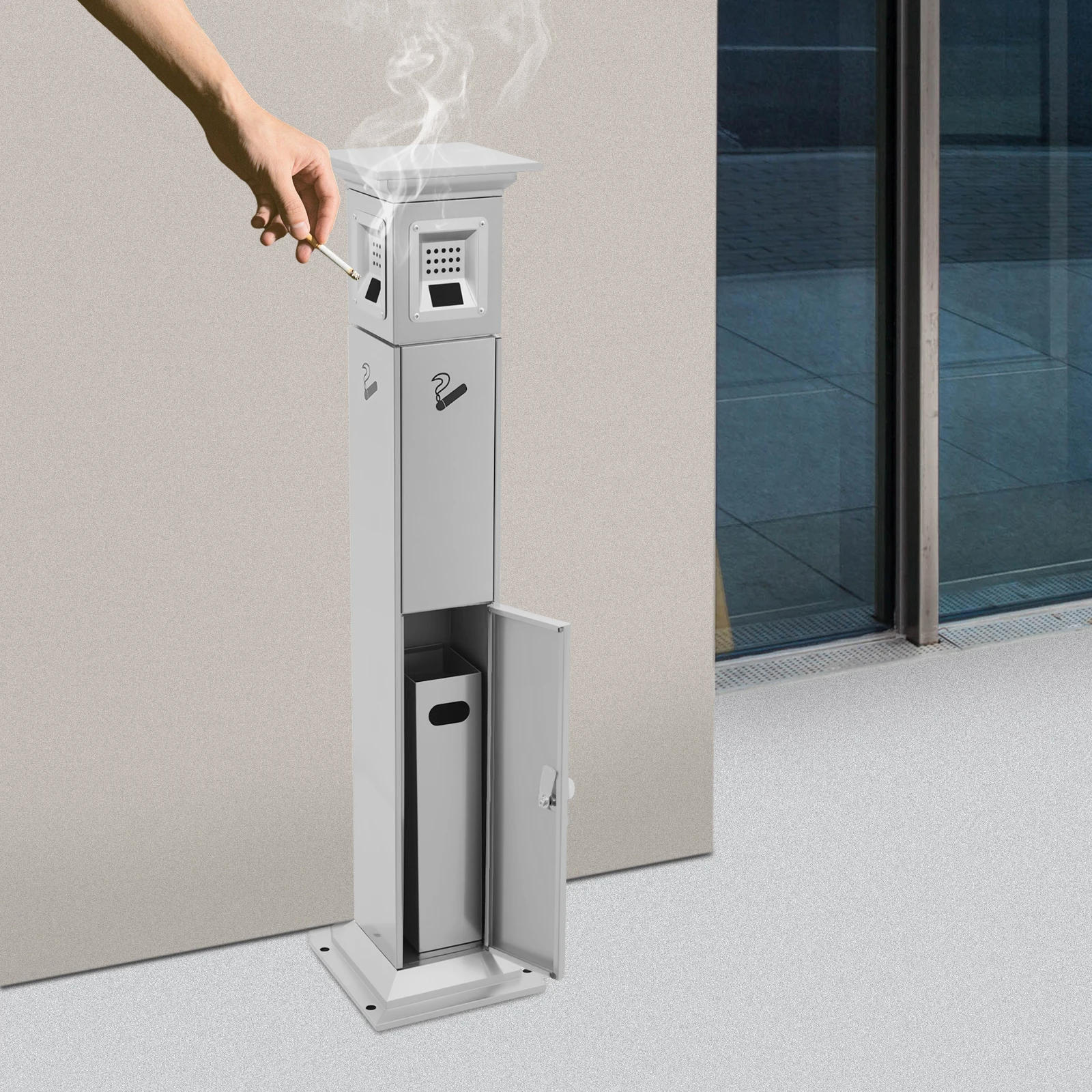 

Наземная сигаретная розетка, 4 расширительных винта, увеличенное квадратное основание, стабильная защита от опрокидывания, идеально подходит для отелей/ресторанов