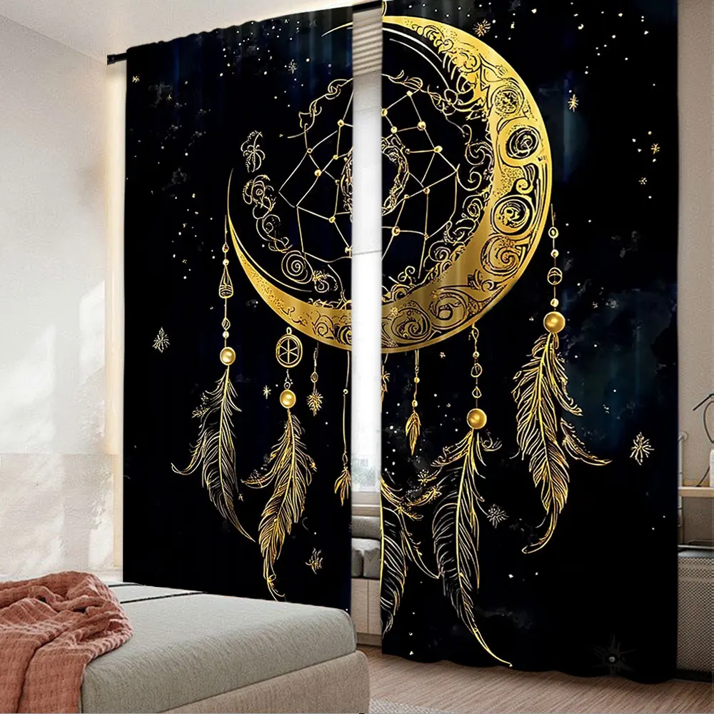 2Pcs Boho Moon Curt…