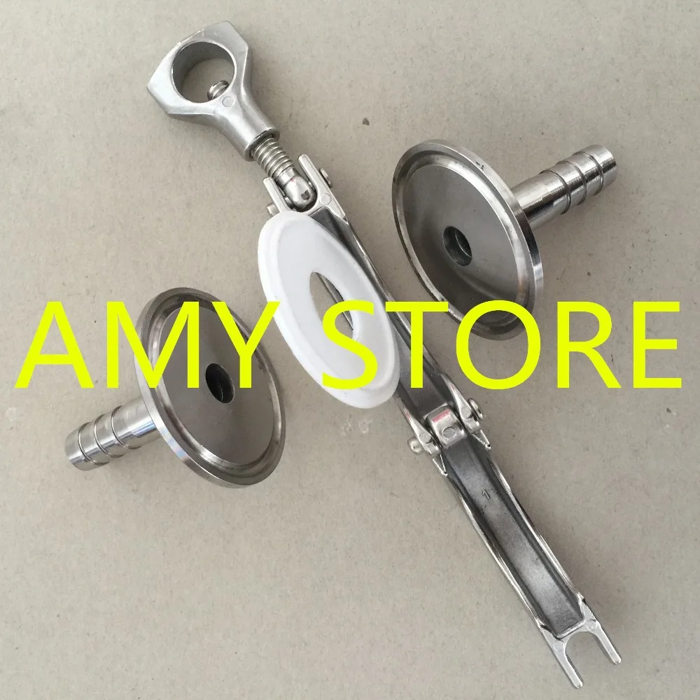 

One Set: 1 Pair 12MM 1/2" OD Sanitary Hose Barb Fitting + TRI CLAMP 1.5" + 19mm PTFE Gasket Stainless Steel 304