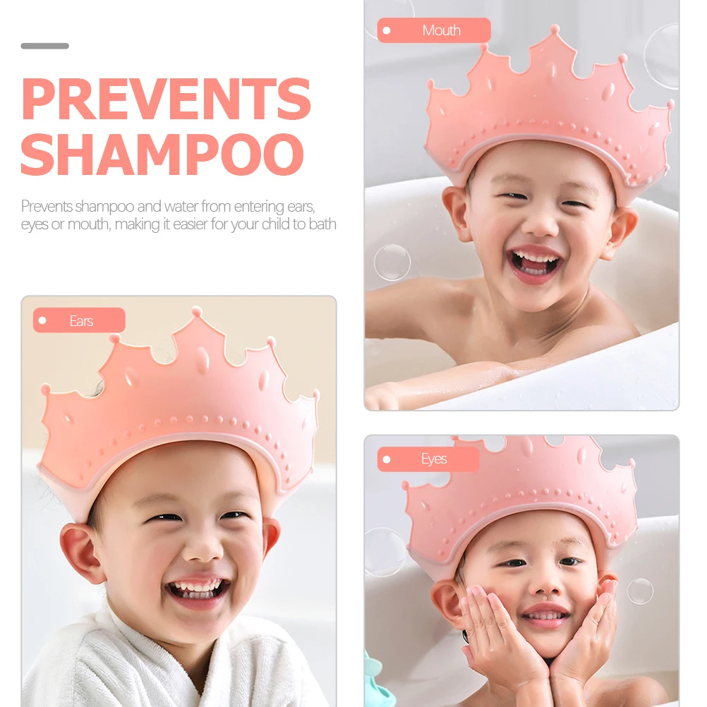 

Kids Hat Waterproof Bath Cap Waterproof Bath Caps for Children Ear Eye Protection Crown Design Toddler Shower Cap