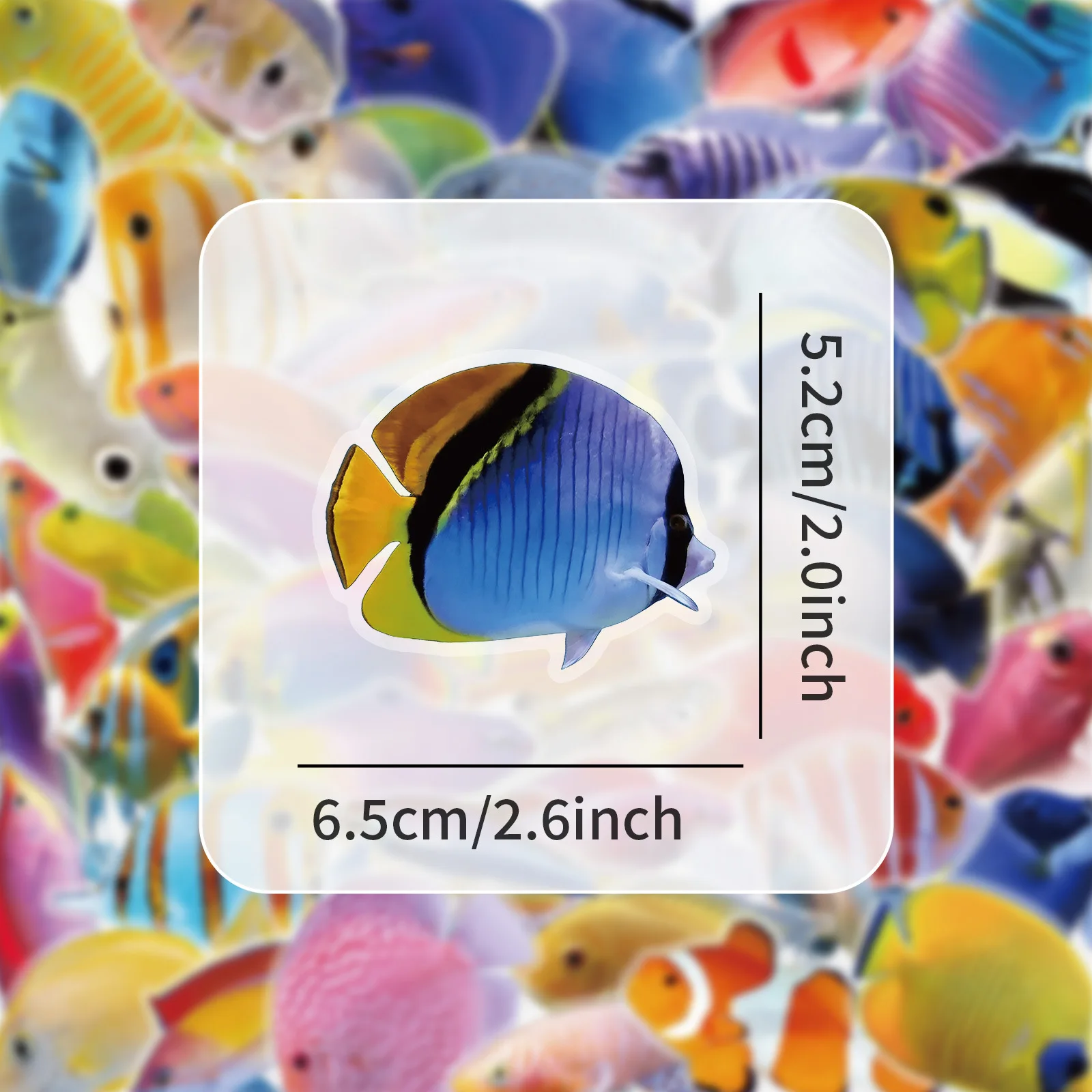 50-100PCS Transparent PET Coral Fish Stickers Cartoon Marine Life Waterproof Decals for Water Bottle Laptop Scrapbook Gift Decor
