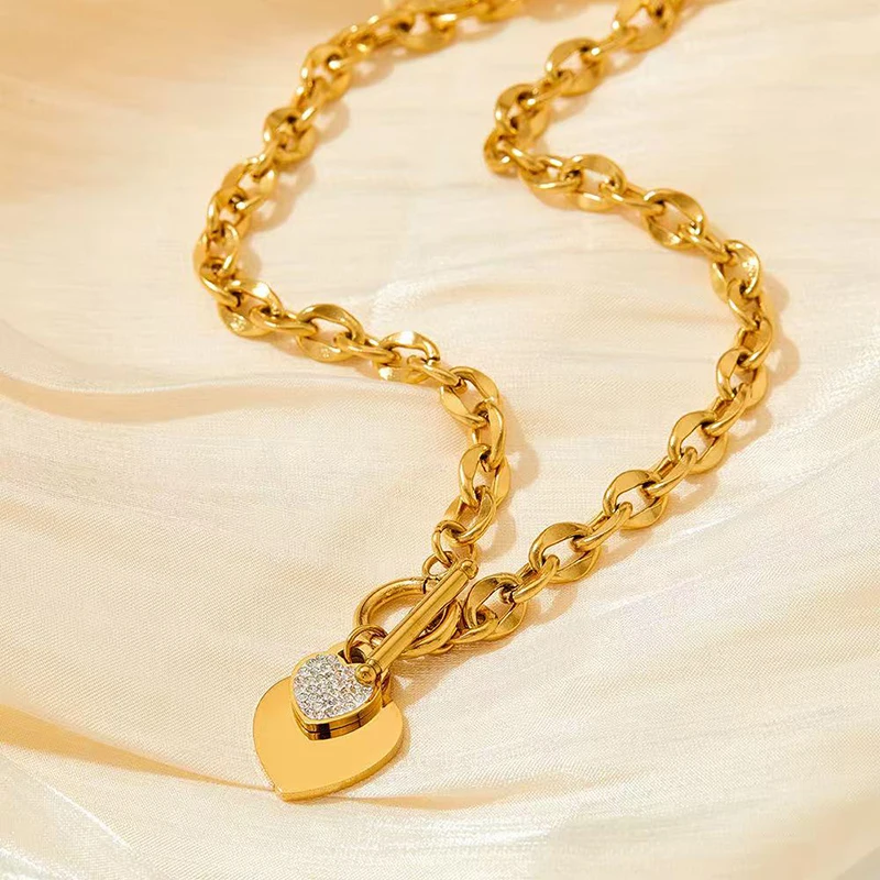 EILIECK 316L Edelstahl Herz-Liebesanhänger Halskette für Damen, trendige Gold- und Silberfarbe, wasserdichte Halskette, Schmuckgeschenk – Detail 16