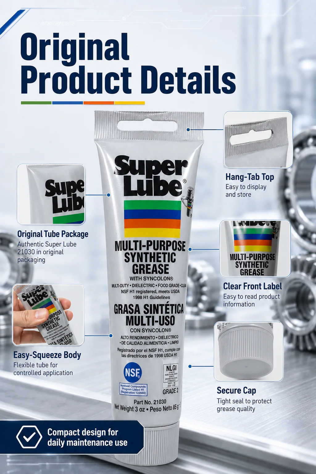 Super Lube 21030 Schmierfett 20g 50g 85g Synthetisches Schmiermittel Wasserdicht Hochtemperatur Getriebe- und Lageröl Glatt Langanhaltend – Detail 6