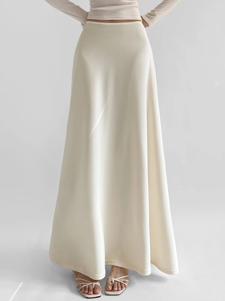 Saia feminina elegante de cintura alta longa evasê 4 cores saias estilo outono