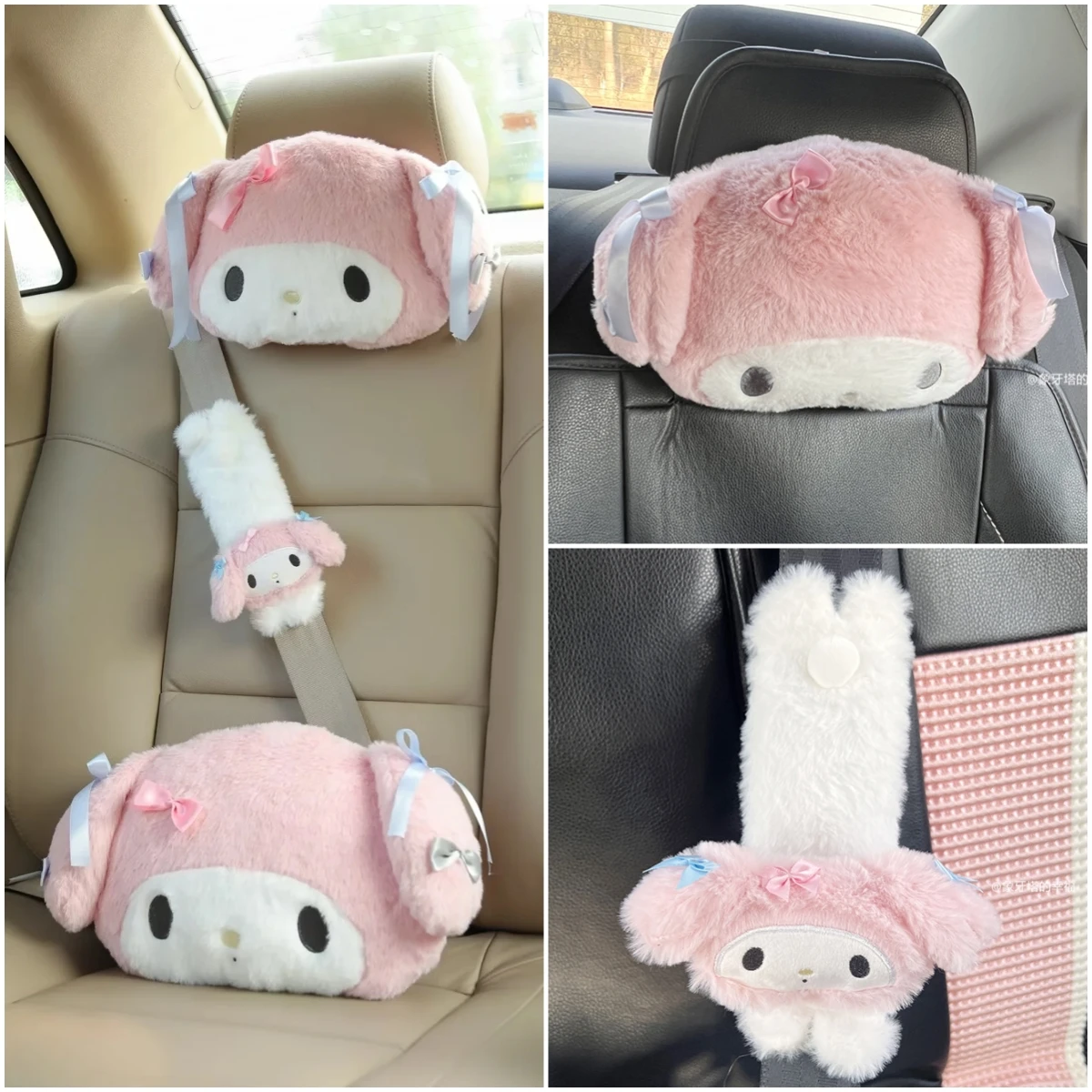 Sanrio My Melody Headrest Back Cushion Car Seat Belt Cover Stuffed Anime Japanese Style Pillow Comfortable Neck Pillow Girl Gift