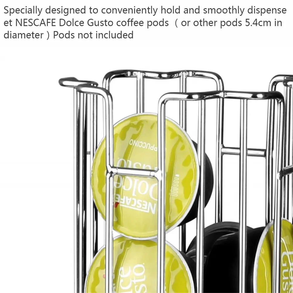 Coffee Pod Holder 24Cups Rotatable For Dolce Gusto Capsule Display Capsule Rack Stainless Steel Tower Stand Storage Shelves