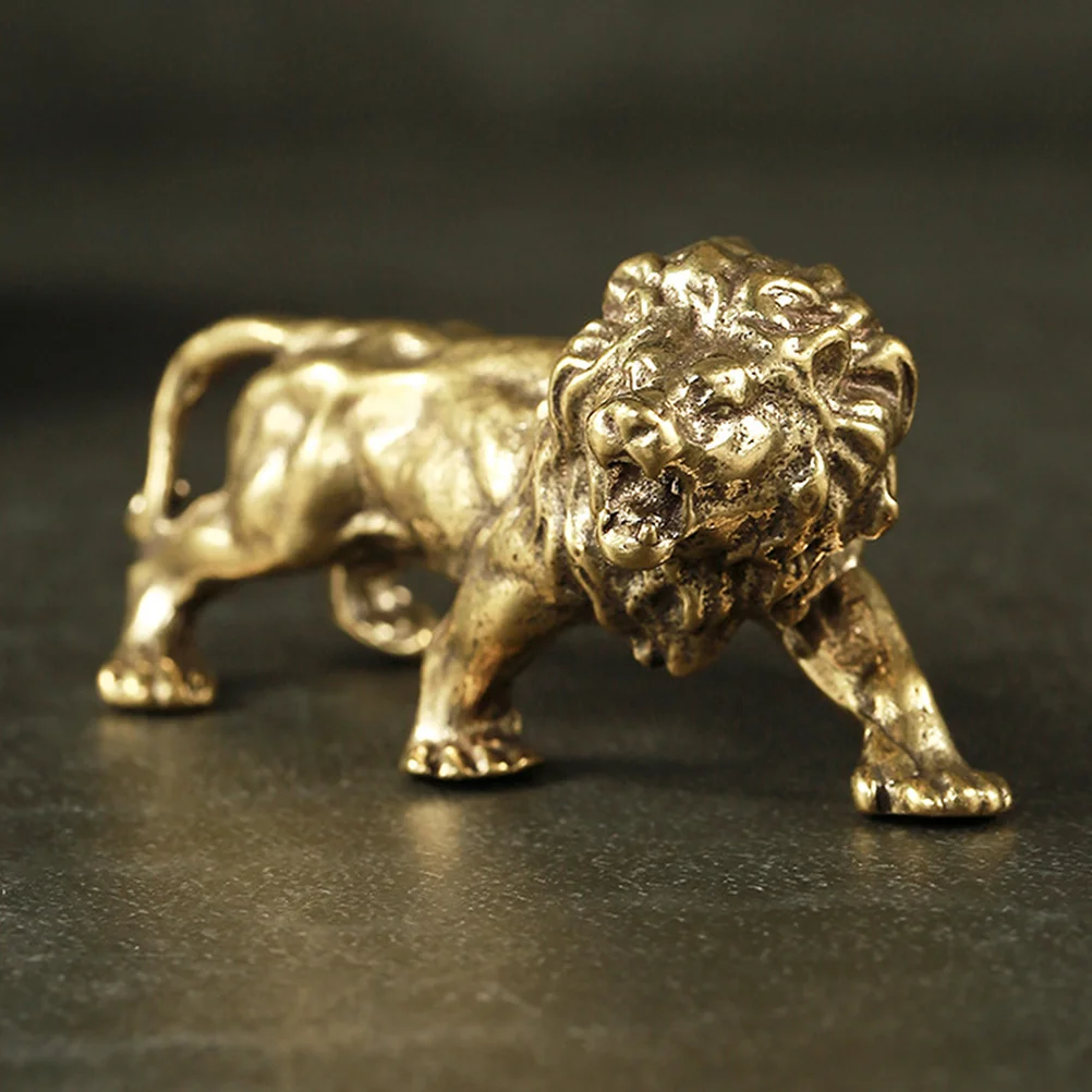 

1pc Retro Copper Craft Sturdy Home Desktop Decor Feng Lion Desktop Decoration Shui Ornament Copper Lion Adornment