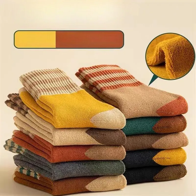 New Cool Women Autumn Winter Short Thick Floor Socks Female Lady Striped Cute Basic Warm Sleeping Socks For Women Dropshipping