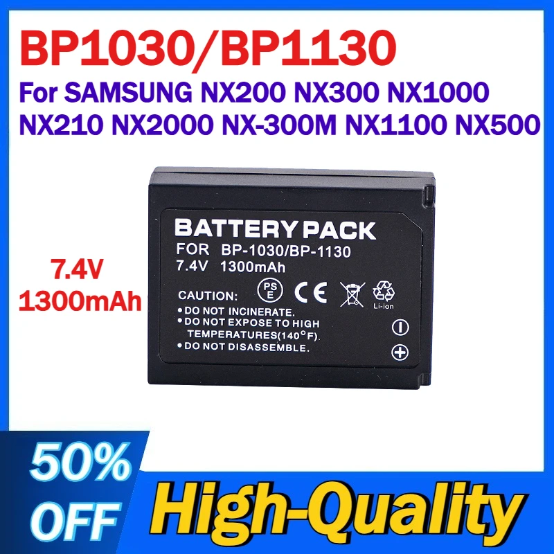 

BP1030 BP1130 7.4V 1300mAh Camera Battery for SAMSUNG NX200 NX300 NX1000 NX210 NX2000 NX-300M NX1100 NX500 Batteries
