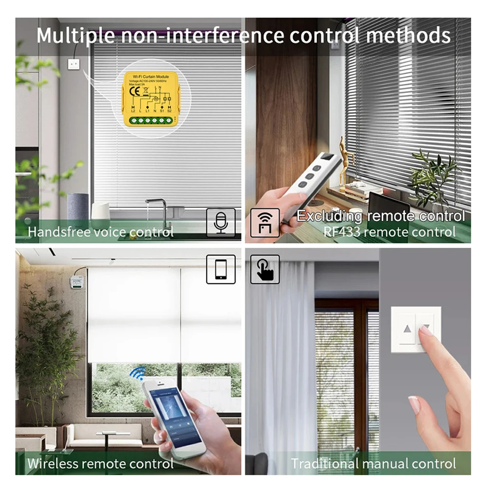 Tuya WIFI Intelligent Curtain Module Louver Switch Electric Motorized Curtain Roller Shutter Control Switch APP Remote Controls